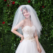 ウエディングベール 80cm ベール ショート ウエディング ホワイト 結婚式 ブライダル コーム付き ボリューム 華やか きれい おしゃれ 花嫁 新婦 メッシュレース