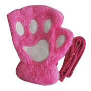 手袋 レディース ネコ 猫の手 肉球 指なし ファッション小物 防寒 かわいい キュート ひも付き 紐 スマホ 女性用 もこもこ 婦人用
