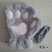手袋 レディース ネコ 猫の手 肉球 指なし ファッション小物 防寒 かわいい キュート ひも付き 紐 スマホ 女性用 もこもこ 婦人用