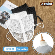 付け襟 つけ襟 レディース 女性 婦人 シフォン 重ね着風 ブラウス風 フリルネック 襟元 花柄 おしゃれ レース 前ボタン ブラック ホワイト