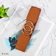 ベルト レディース 太め 幅広 ワイド バックル 穴あり ストレッチ シンプル 定番 サークル 単色 おしゃれ お出かけ ウエストマーク ファッション小物 服飾雑貨 女性用 ブラック ホワイト