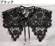 つけ襟 付け襟 レース レディース 女性 ビッグカラー リボン 花柄 フェイクパール ナチュラル 重ね付け アクセント 取り外し レイヤード風 かわいい おしゃれ キュート ガーリー ファッション小物