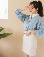 つけ襟 付け襟 レディース 総レース 花柄 シフォン フェイクカラー レイヤード 重ね着 無地 ブラウス シャツ ボタン 可愛い