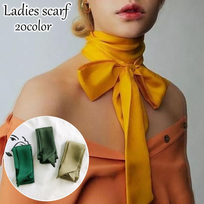 スカーフ レディース 女性用 リボンスカーフ スカーフタイ 細スカーフ 首飾り ロング 無地 おしゃれ 上品 シンプル ファッション小物