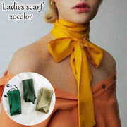スカーフ レディース 女性用 リボンスカーフ スカーフタイ 細スカーフ 首飾り ロング 無地 おしゃれ 上品 シンプル ファッション小物
