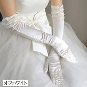 ウエディンググローブ ロング丈 長手袋 サテン調 光沢感 ブライダル小物 レディース 女性用 シャーリング 無地 結婚式 花嫁 二次会 パーティー フォーマル コスプレ 衣装 仮装