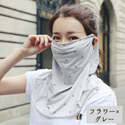 フェイスカバー フェイスマスク ネックカバー レディース 女性 日焼け防止 UVケア 日よけマスク 耳掛け 花柄 フラワー 無地 単色 屋外 自転車 運転 ファッション小物