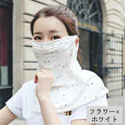 フェイスカバー フェイスマスク ネックカバー レディース 女性 日焼け防止 UVケア 日よけマスク 耳掛け 花柄 フラワー 無地 単色 屋外 自転車 運転 ファッション小物