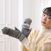 手袋 2way グローブ 指なし ミトン ハーフフィンガー レディース 女性 メンズ 男性 シンプル 英字ロゴ もこもこ ふわふわ カジュアル 暖かい あったか 防寒 プレゼント ギフト 婦人用 紳士用 男女兼用 ユニセックス ファッション小物 冬