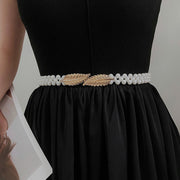 ベルト ファッションベルト レディース 女性 ファッション雑貨 ウエストマーク リーフ ビジュー パール調 上品 かわいい おしゃれ