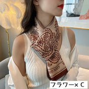 スカーフ 正方形 90cm レディース 大判 襟元 首元 花柄 バッグスカーフ ファッション小物 日焼け対策 冷房対策 紫外線対策 首巻き ヘアアレンジ 上品 おしゃれ 大人女子 普段使い オフィス 外出 お出掛け 母の日 誕生日 プレゼント 贈り物