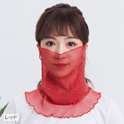 スカーフ フェイスカバー ネックカバー レディース 女性用 シースルー メッシュ 無地 ラメ キラキラ 通気性 薄手 日焼け防止 紫外線対策 おしゃれ かわいい 冷房対策 カラバリ豊富 ブラック グレー ピンク レッド ブルー グリーン パープル 黒 赤 青 緑 紫