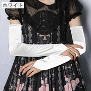 アームカバー レディース 女性用 サテン調 ロング丈 無地 コスチューム コスプレ ロリータ おしゃれ かわいい ブラック ホワイト 黒 白