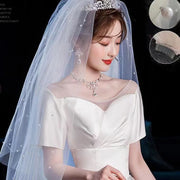 ウェディングベール ウェディングヴェール レディース 女性 ウェディング小物 ブライダル用品 ヘアアクセサリー チュール生地 フェイクパール ホワイト シンプル かわいい キュート フェミニン シック コスプレ小物 衣装小物 結婚式 ブライダル写真 ウェディングフォト