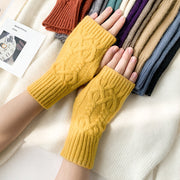 指なし手袋 フィンガーレス ニットグローブ デミグラブ レディース 手ぶくろ 防寒 秋冬 アラン模様 リブ編み ケーブル編み 無地 ショート丈 オープンフィンガー おしゃれ 可愛い