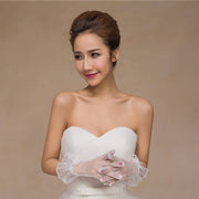 ウエディンググローブ ショート レース フラワー オフホワイト 花 フリル 総レース 透け感 結婚式 新婦 かわいい フェミニン キュート 手袋 ブライダル用品