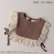 よだれかけ スタイ ベビー 赤ちゃん 子供服 子ども服 ベビー服 女の子 男の子 丸首 フリル レース リボン 無地 ブラウン ベージュ オフホワイト シンプル かわいい キュート 出産祝い