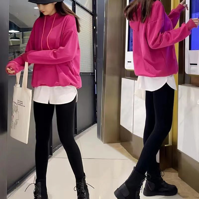 付け裾 つけ裾 フェイクレイヤードシャツ レディース 無地 黒 商品画像5