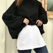 付け裾 つけ裾 レディース フェイクレイヤード 重ね着風 スリット入り ウエストゴム 無地 単色 シンプル 体型カバー トップス レイヤード風 女性用 婦人用 おしゃれ 体系カバー