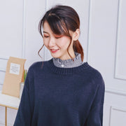 付け襟 つけ襟 レディース 女性 スタンドカラー フリル襟 シャツ風デザイン おしゃれ かわいい ストライプ柄 縦縞 上品 清楚 きれいめ オフィスファッション お出かけ デイリー 普段使い 通勤