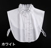 付け襟 つけ襟 レディース 女性 スタンドカラー プリーツ シャツ ボタン フェイクカラー レイヤード風 重ね着風 シンプル お洒落 可愛い 付け衿 ファッション小物