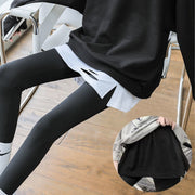 ミニスカート つけ裾 レディース ボトムス スカート ミニ丈 ダメージ風 スリット 重ね着風 無地 シンプル カジュアル 可愛い 着回し
