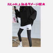 ミニスカート つけ裾 レディース ボトムス スカート ミニ丈 ダメージ風 スリット 重ね着風 無地 シンプル カジュアル 可愛い 着回し