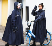レインコート 手袋付き フェイスガード付き フード付き カッパ 雨合羽 雨具 男女兼用  無地 シンプル 反射材付き ゆったり リュック対応 ロング丈 大きいサイズ バイク 自転車 通勤 通学 アウトドア レインウェア レイングッズ ユニセックス レディース メンズ 女性 男性