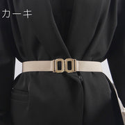ベルト ゴム ラバー レディース 女性 ウエストマーク ハイウエスト スクエアバックル 伸縮 無地 単色 シンプル フォーマル カジュアル おしゃれ 結婚式 お呼ばれ お出かけ