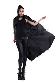 フード付きロングマント ドラキュラ 魔女 サタン ハロウィン Halloween コスプレ コスチューム ローブ 黒 ブラック 男女共用 メンズ レディース 変装 仮想 パーティ イベント クリスマス 宴会 怖い 恐怖 ホラー ゴースト 死神