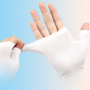 アームカバー レディース 女性 ファッション雑貨 日焼け防止 UVカット ミディアム丈 指出し 無地 ホワイト グリーン ブラック グレー シンプル フェミニン カジュアル 可愛い キュート お散歩 ドライブ