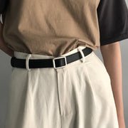 ベルト 穴なしベルト レディース 女性 穴無し レザー調 フェイクレザー 丸バックル スクエア サークル シンプル お洒落 カジュアル ウエストマーク 婦人用