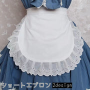 ショートエプロン ハーフエプロン レディース 女性用 フリル レース ミニ丈 腰巻き ロリータ メイド かわいい コスプレ ホワイト 白