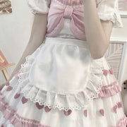 ショートエプロン ハーフエプロン レディース 女性用 フリル レース ミニ丈 腰巻き ロリータ メイド かわいい コスプレ ホワイト 白