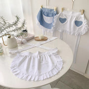 ショートエプロン ハーフエプロン レディース 女性用 フリル レース ミニ丈 腰巻き ロリータ メイド かわいい コスプレ ホワイト 白