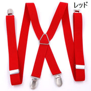 サスペンダー X型 レディース メンズ 男女兼用 クリップ 4点留め 吊りバンド 長さ100cm ズボン吊り ゴム 伸縮性 服飾小物 無地 シンプル ソリッドカラー 女性用 男性用 ユニセックス おしゃれ 婦人用 紳士用 普段使い デイリー 外出 お出掛け
