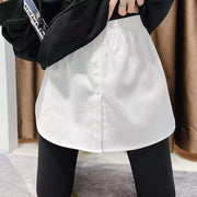 付け裾 つけ裾 重ね着風 フェイクレイヤードシャツ レディース 女性 ボタン カジュアル おしゃれ ウエストゴム