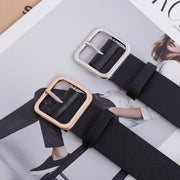 ベルト レディース 女性 婦人用 バックル シンプル 太め おしゃれ シンプル 穴あり レザー調 カジュアル ブラック 黒 ウエストマーク ファッション小物 メンズライク マニッシュ フェイクレザー PUレザー 幅広