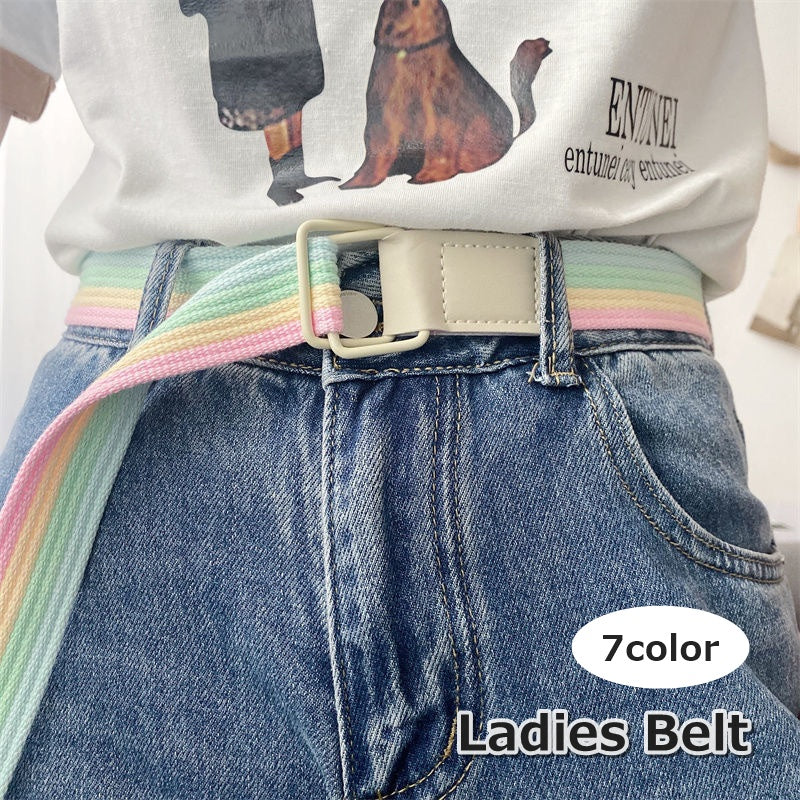 ベルト レディース 女性 婦人 ファッション小物 服飾小物 キャンバス ライン サイズ調節 かわいい おしゃれ カジュアル