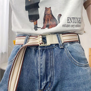 ベルト レディース 女性 婦人 ファッション小物 服飾小物 キャンバス ライン サイズ調節 かわいい おしゃれ カジュアル