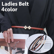 ベルト 細ベルト 細め 細い レディース 女性 レザー調 フェイクレザー パール調 フェイクパール シンプル アクセント おしゃれ 可愛い ウエストマーク ファッション小物
