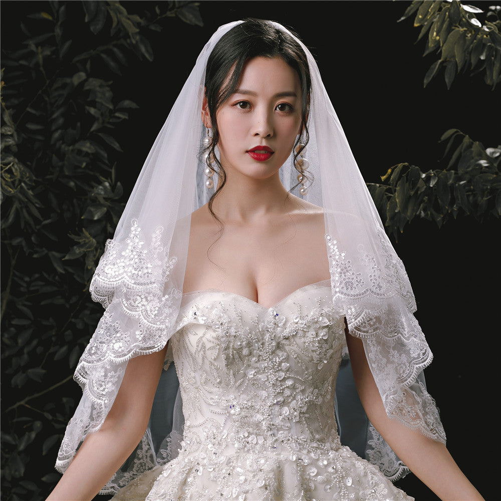 ウェディングベール 花嫁 ブライダル用品 ウェディング小物 2層 ミドル丈 商品画像2