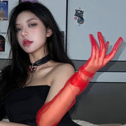 グローブ ロング 長手袋 両手用 左右1組 レディース 女性 メッシュ シースルー シアー 透け感 無地 単色 シンプル 結婚式 パーティー イベント 記念日 ブライダル 撮影 ダンス