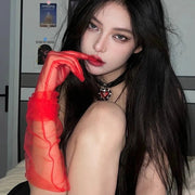 グローブ ロング 長手袋 両手用 左右1組 レディース 女性 メッシュ シースルー シアー 透け感 無地 単色 シンプル 結婚式 パーティー イベント 記念日 ブライダル 撮影 ダンス