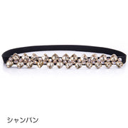 ベルト レディース ラインストーン ビジュー ストーン 細め 穴なし フリーサイズ ファッション 上品 パーティー 結婚式 フォーマル おしゃれ かわいい エレガント ゴージャス シンプル 黒 ワンピース ドレス キラキラ 細身 女性 細い ライン スナップボタン ゴム ストレッチ シック 大人