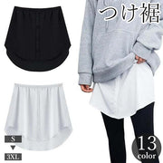 つけ裾 付け裾 レディース 女性 レイヤード風 重ね着風 シャツ ウエストゴム テールカット 無地 単色 ストライプ シンプル フェイクレイヤード 大きいサイズ 白 黒 ホワイト ブラック おしゃれ
