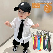 ネクタイ キッズ ベビー 子供 27cm 着脱簡単 クイック 光沢感 入園式 卒園式 発表会 入学式 制服 衣装 フォーマル カジュアル おしゃれ 無地 単色 シンプル カラバリ豊富
