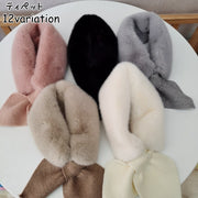 ティペット マフラー レディース 女性用 フェイクファー ニット もこもこ ふわふわ 無地 ドット 可愛い おしゃれ シンプル 暖かい あったか ファッション小物 婦人用 秋 冬