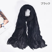 ストール レディース 女性 婦人 ファッション小物 スカーフ ショール 大判 大きめ 薄手 しわ加工 無地 単色 ブラック おしゃれ かわいい シンプル 紫外線対策 カラバリ豊富