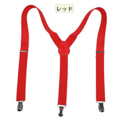 サスペンダー メンズ 男性 レディース 女性 ユニセックス 男女兼用 Y字 3点留め 吊りバンド シンプル 単色 無地 カジュアル フォーマル ファッション小物 伸縮性 おしゃれ 長さ調整可能